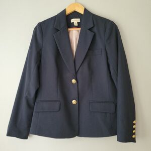Appleseeds Blue Classic Wool Blend Nautical Blazer Gold Buttons Womens 6